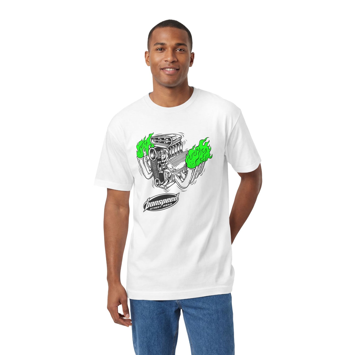 Fink Flame Logo Tee — Green Flame Hotrod Graphic T-Shirt