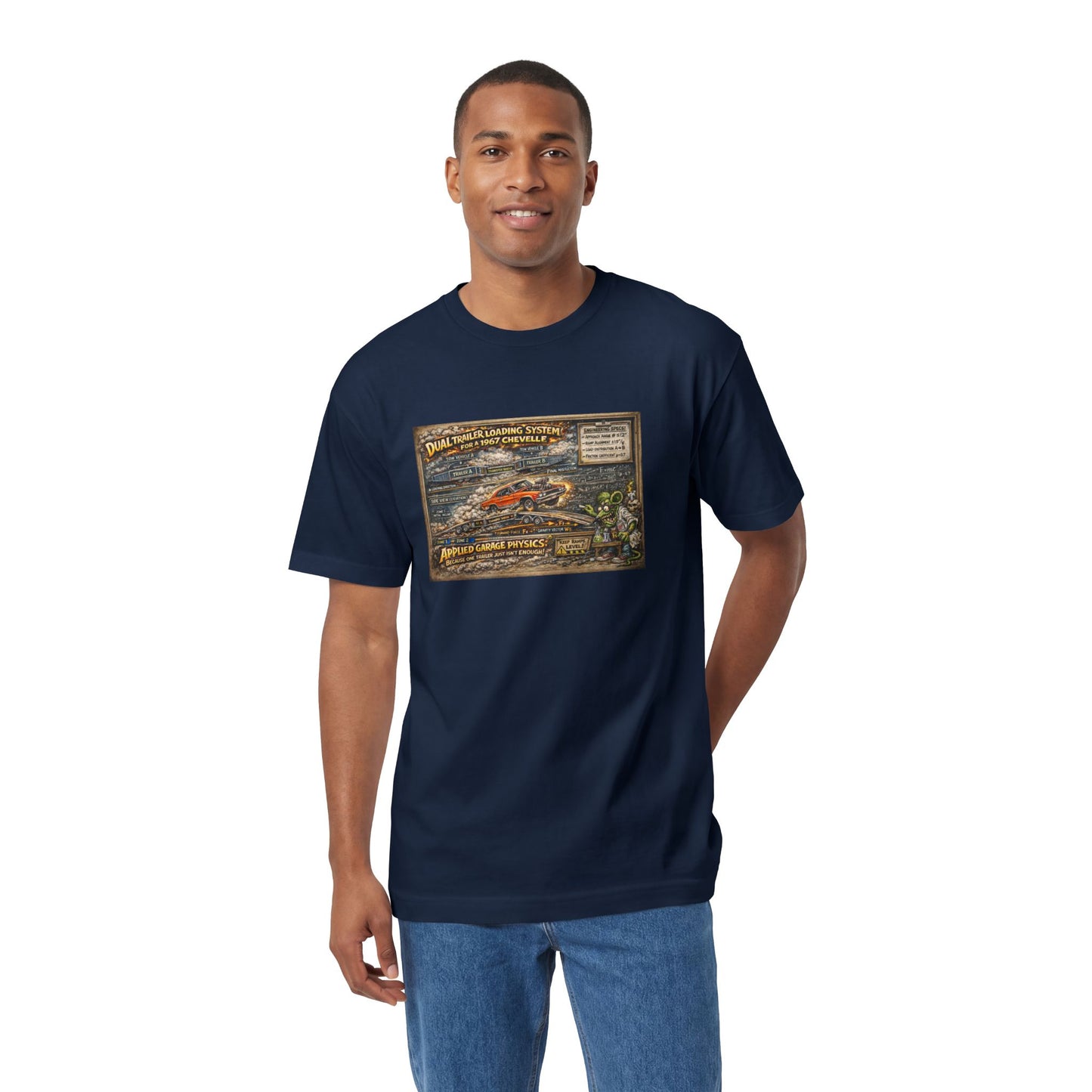 Dual Car Trailer Loading Method T-Shirt, Funny Rat Fink Style 67 Chevelle Shirt