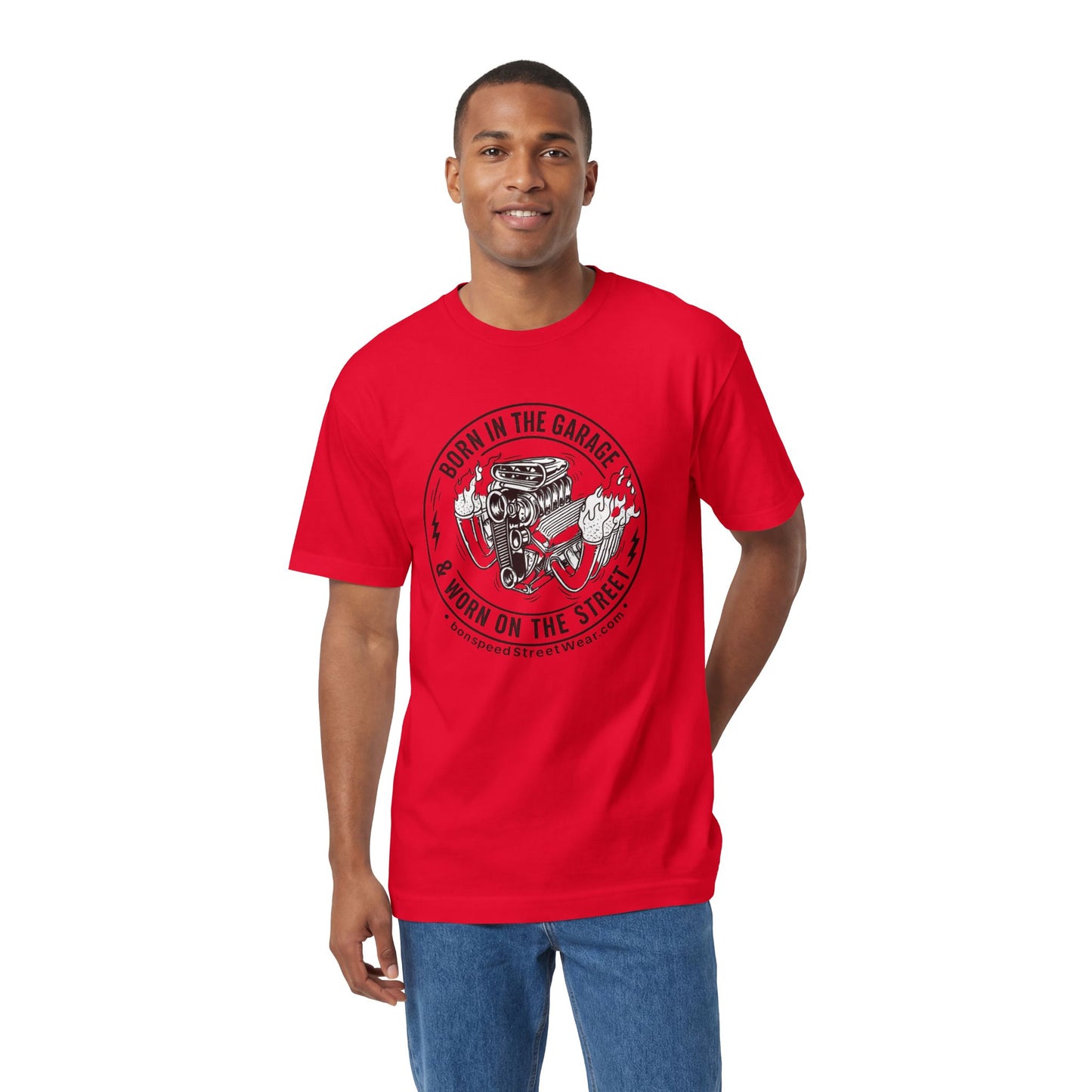 Born in the Garage, Worn on the Street Vintage Car Graphic T-Shirt Flames Tee