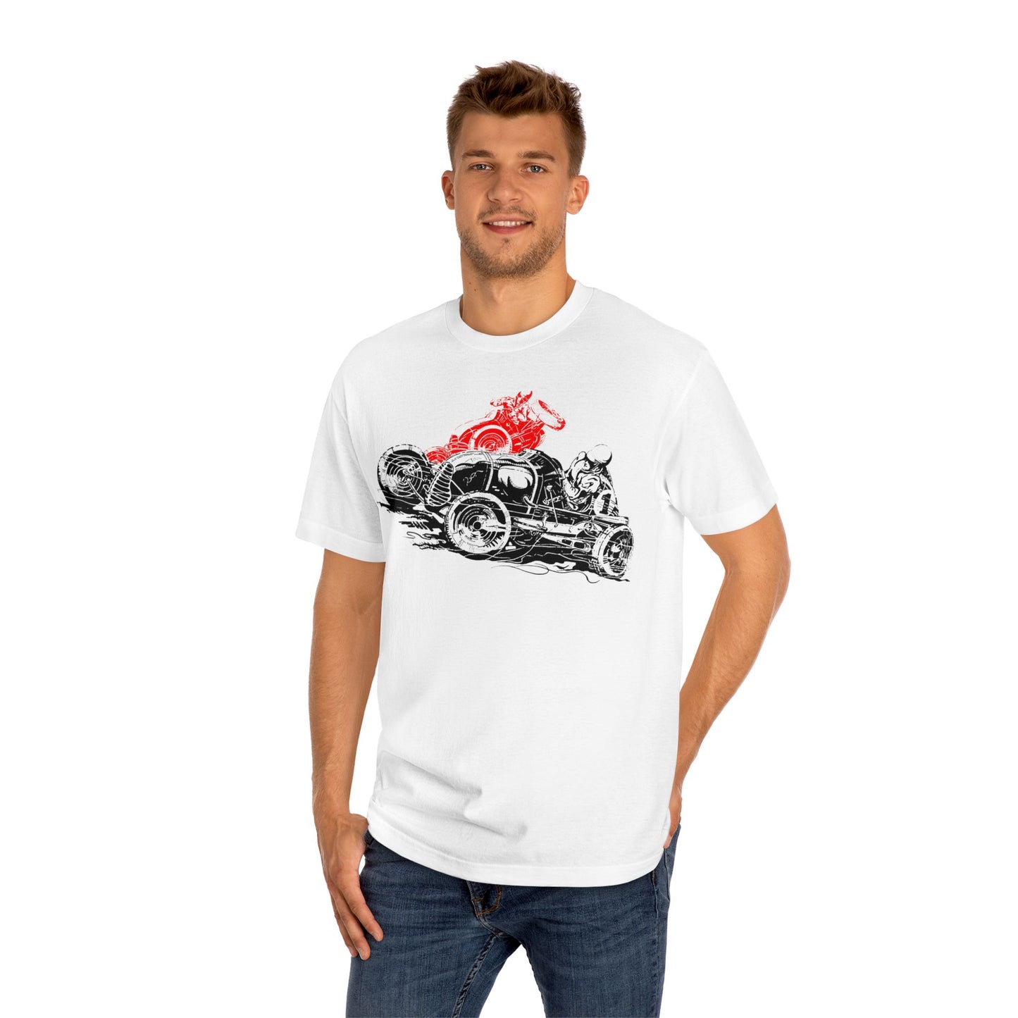Midget Sprint Car Wreck Graphic Classic Tee, T-Shirt Front Print S-3X