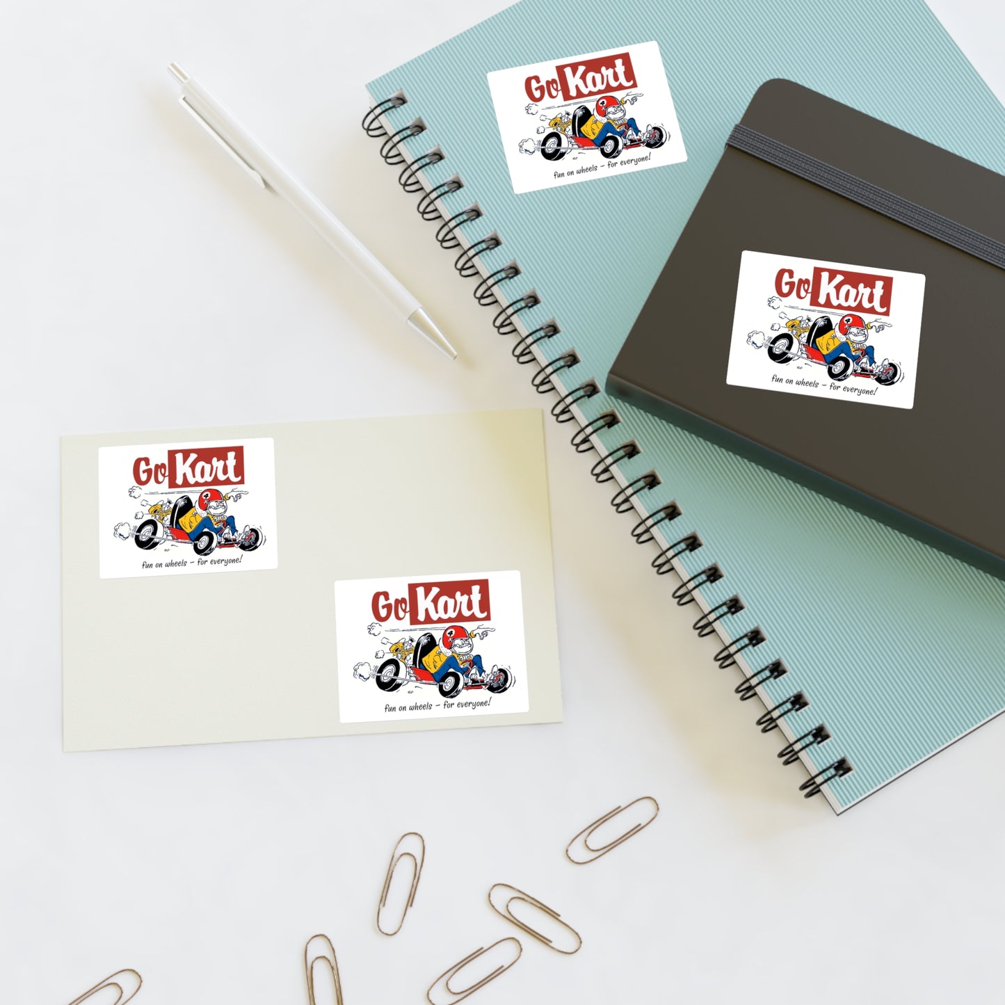 Vintage Go Kart Sticker Sheets, Fun Decals Go Kart Fans, 4 Stickers, Hot Rod
