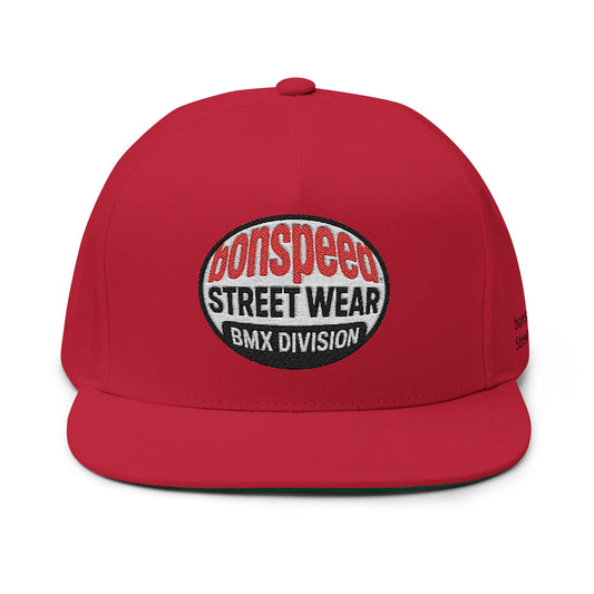 bonspeed Street Wear Embroidered Flat Bill Cap — BMX Division Snapback