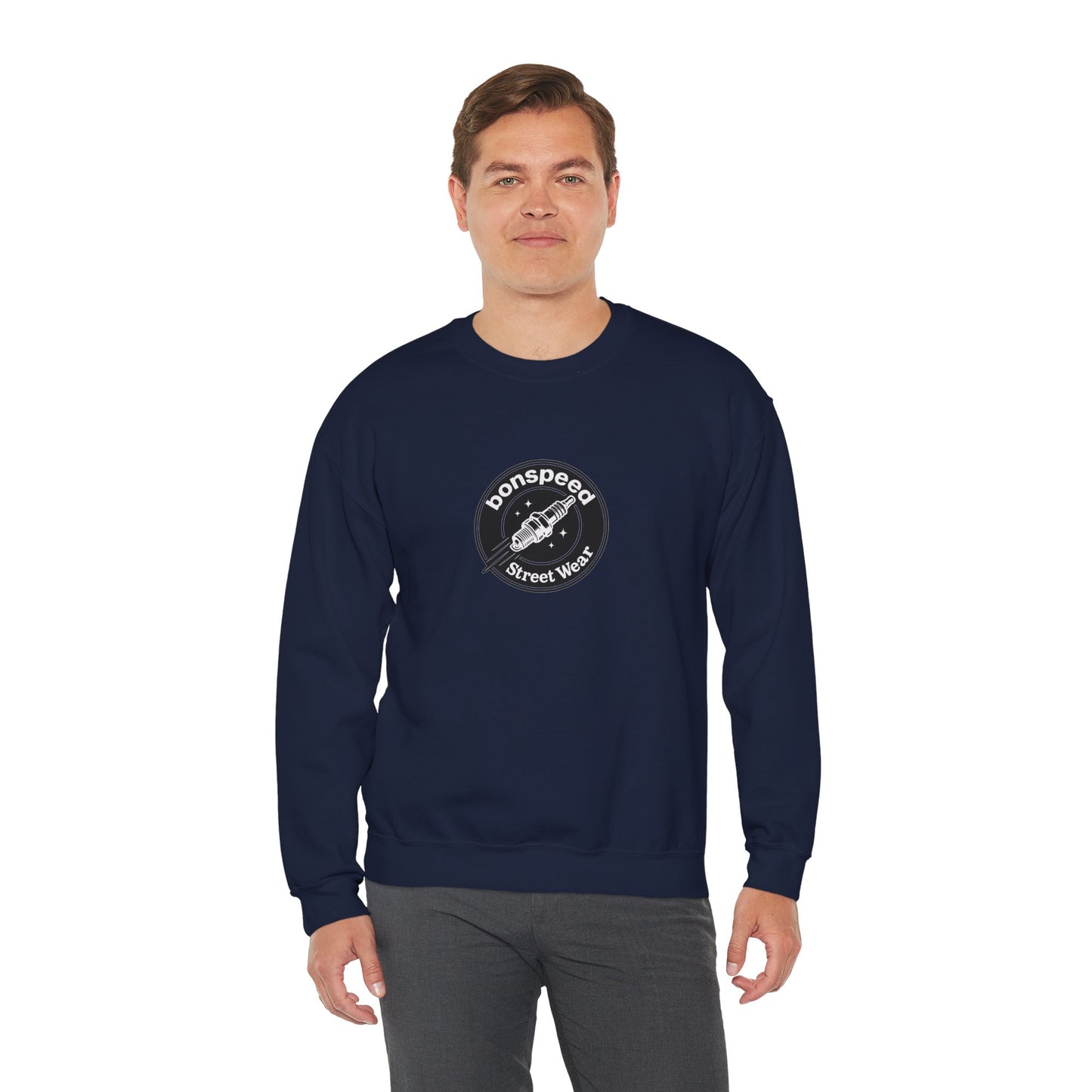 bonspeed Street Wear California Logo Crewneck Sweatshirt, The classic Old School Logo Design and Flying Spark Plug