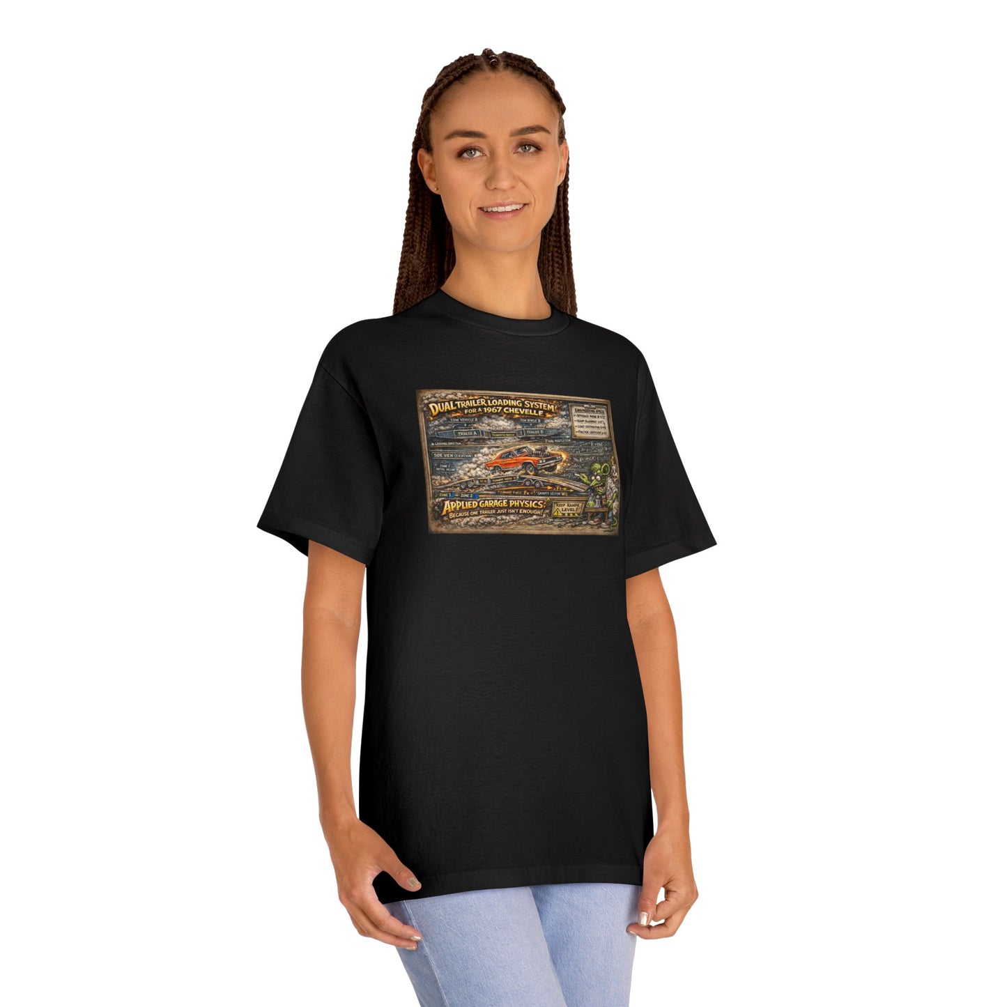 Dual Car Trailer Loading Method T-Shirt, Funny Rat Fink Style 67 Chevelle Shirt