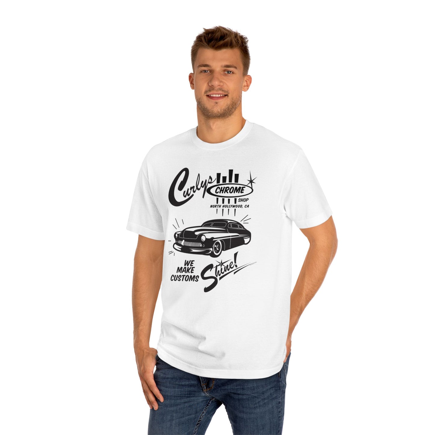Curlys Chrome Shop Vintage bonspeed t-shirt, Chopped Mercury, Hot Rod, Kustom Style