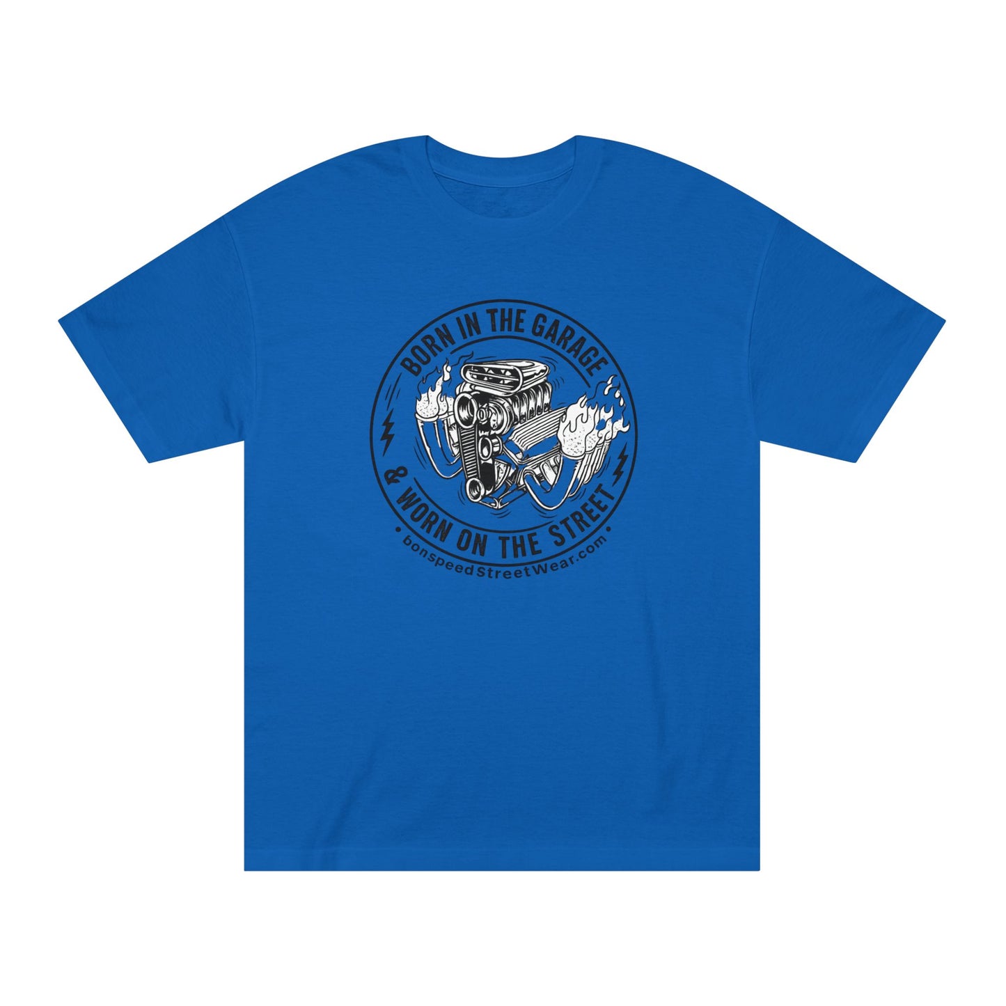 Born in the Garage, Worn on the Street Vintage Car Graphic T-Shirt Flames Tee