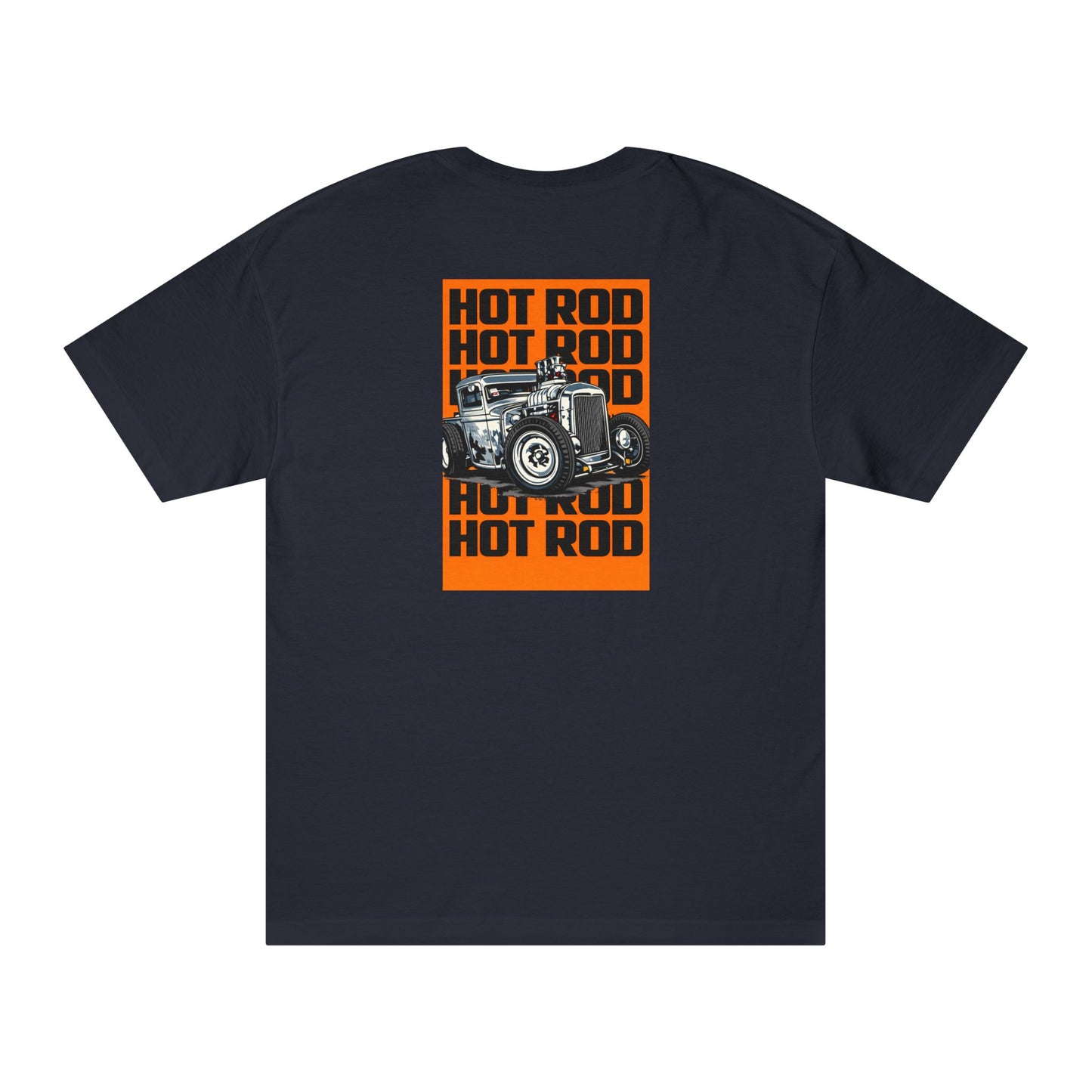 Hot Rod Graphic Tee Back Print | Vintage Rat Rod Illustration, Orange Retro bonspeed