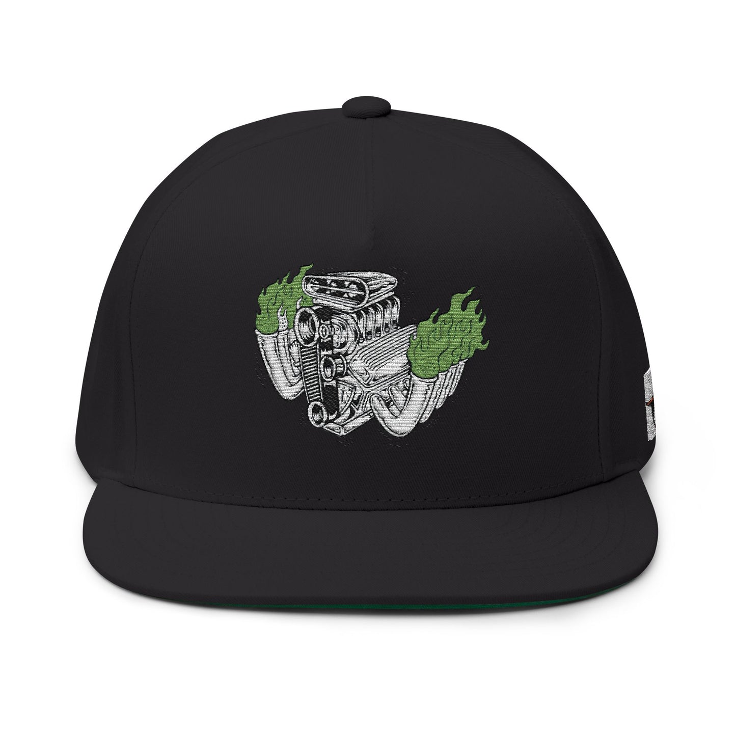 Fink Flames Embroidered Flat Bill Cap, Roth Style Motor, Snapback, Streetwear