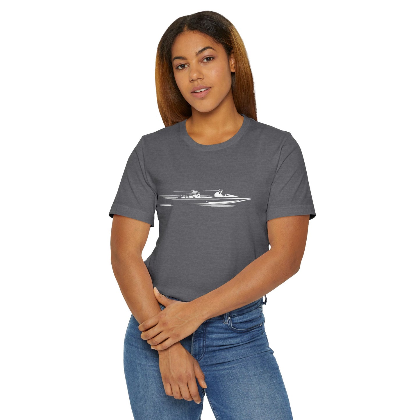 Water ICON Women's T-Shirt with Minimalist Boat Design, Perfect for Casual Outings, Gifts, or Adventures, bonspeed Street Wear