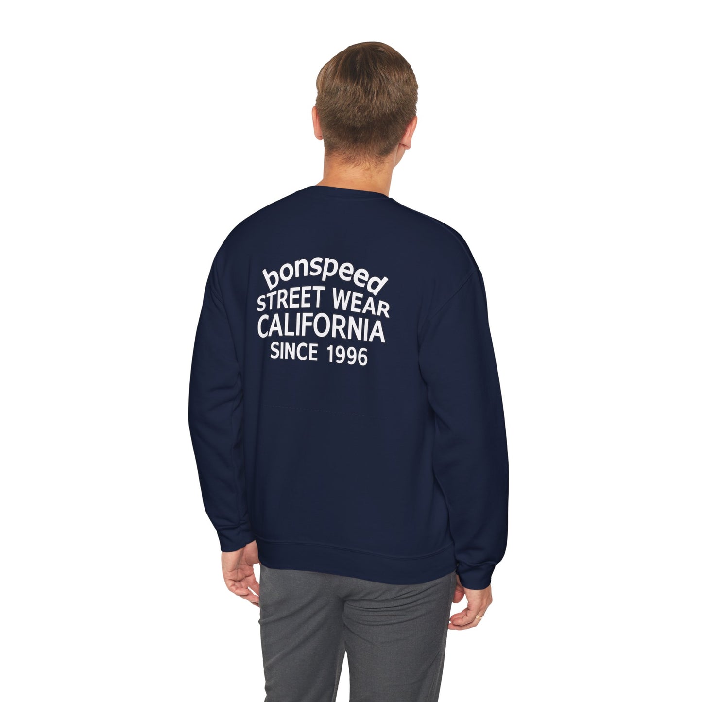 bonspeed Street Wear California Logo Crewneck Sweatshirt, The classic Old School Logo Design and Flying Spark Plug