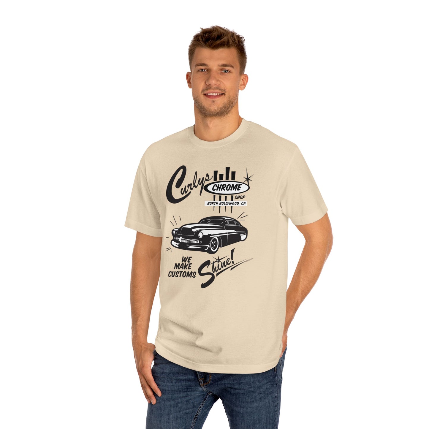 Curlys Chrome Shop Vintage bonspeed t-shirt, Chopped Mercury, Hot Rod, Kustom Style