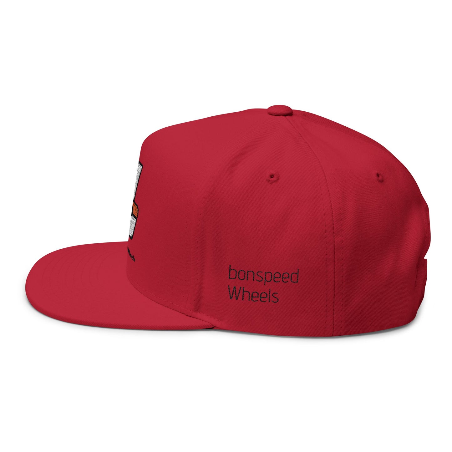 bonspeed Wheels Flat Bill Cap, Embroidered Design, Customizable Headwear, billet