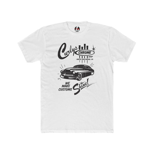 Merc Custom Car Tee — "Curly's Chrome" Vintage Hot Rod Graphic Shirt bonspeed Style
