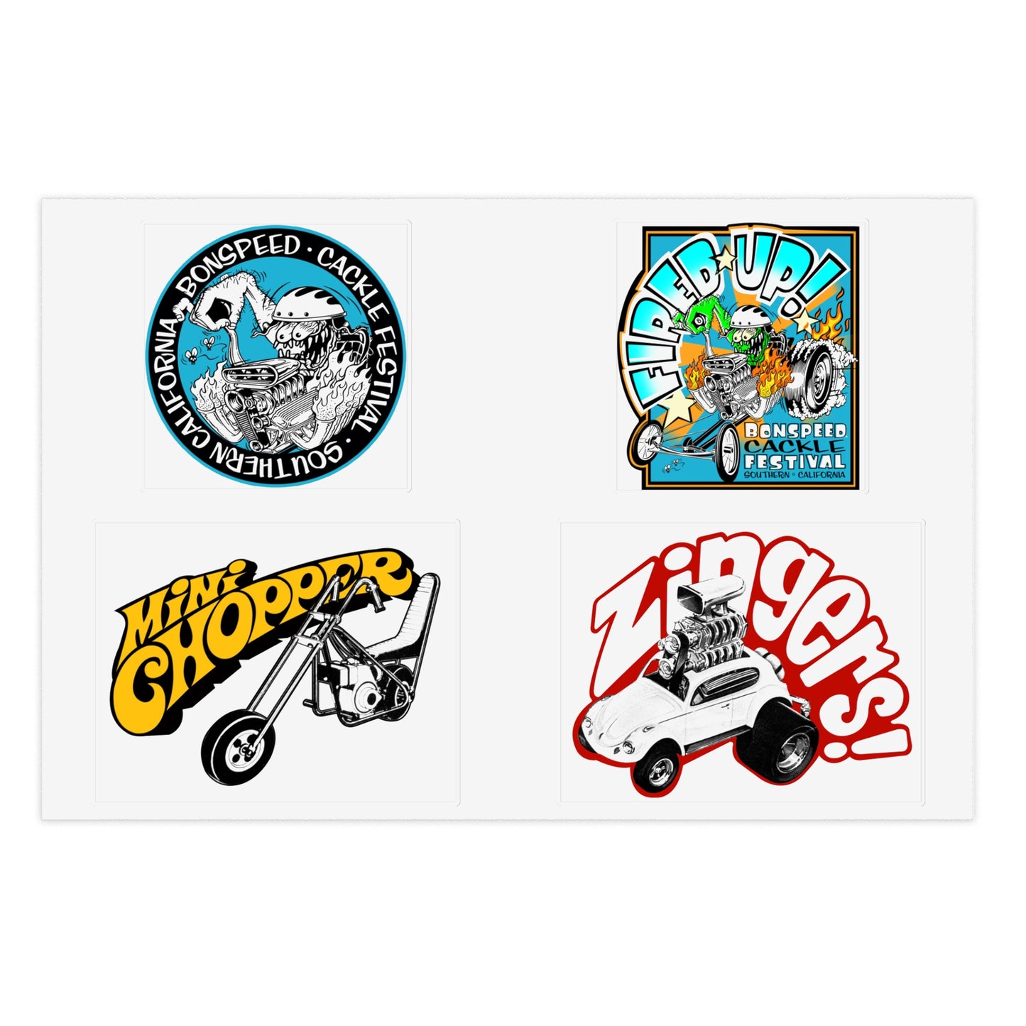 Rat Fink Style Sticker Sheets 60's Styles, Mini-Bike, Zinger VW, Decals