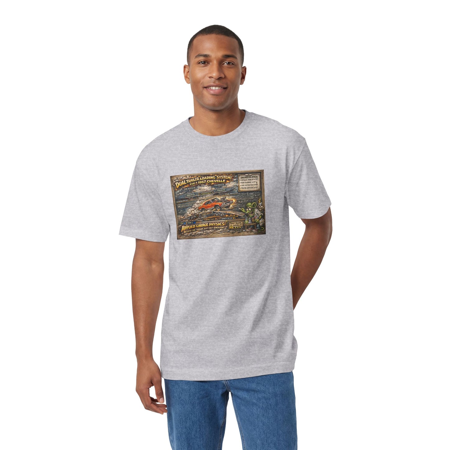 Dual Car Trailer Loading Method T-Shirt, Funny Rat Fink Style 67 Chevelle Shirt