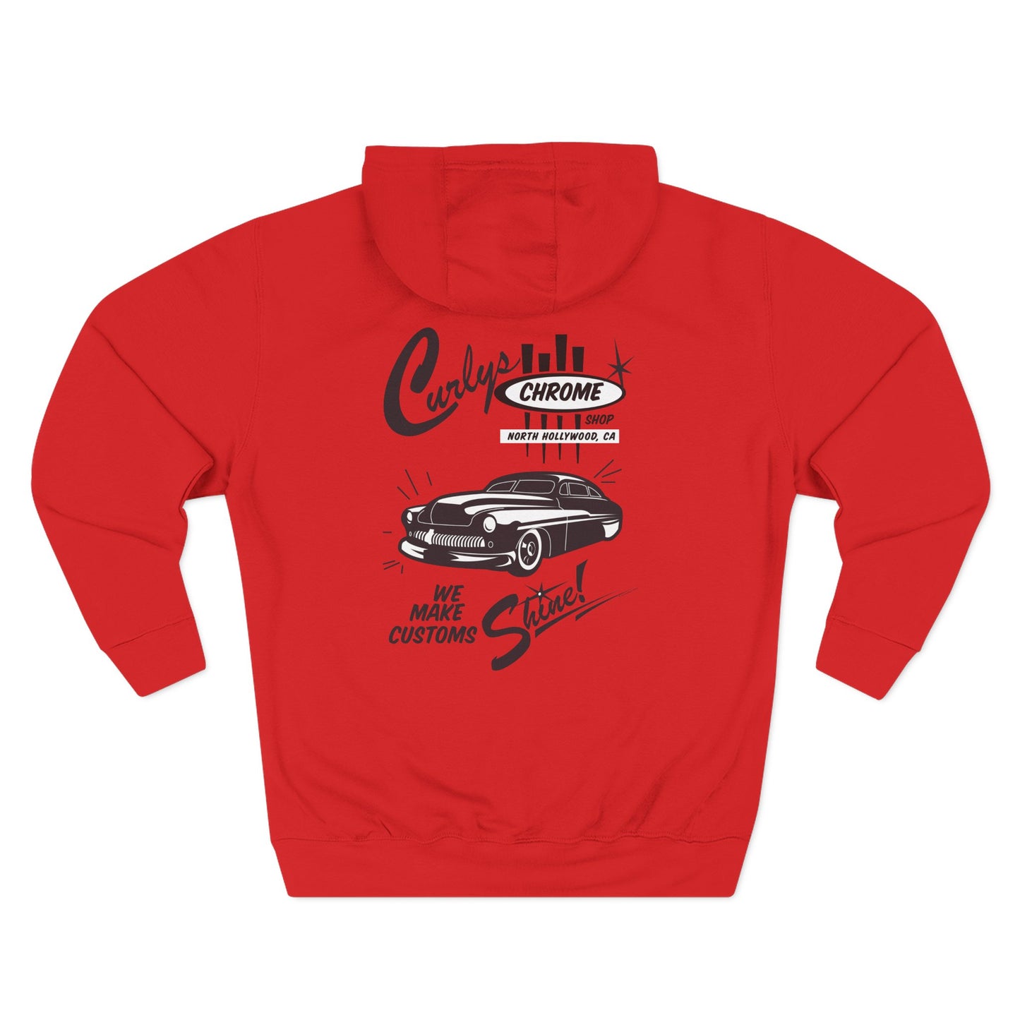Curly's Chrome Shop Fleece Hoodie, Hot Rod Kustom, Vintage Style bonspeed