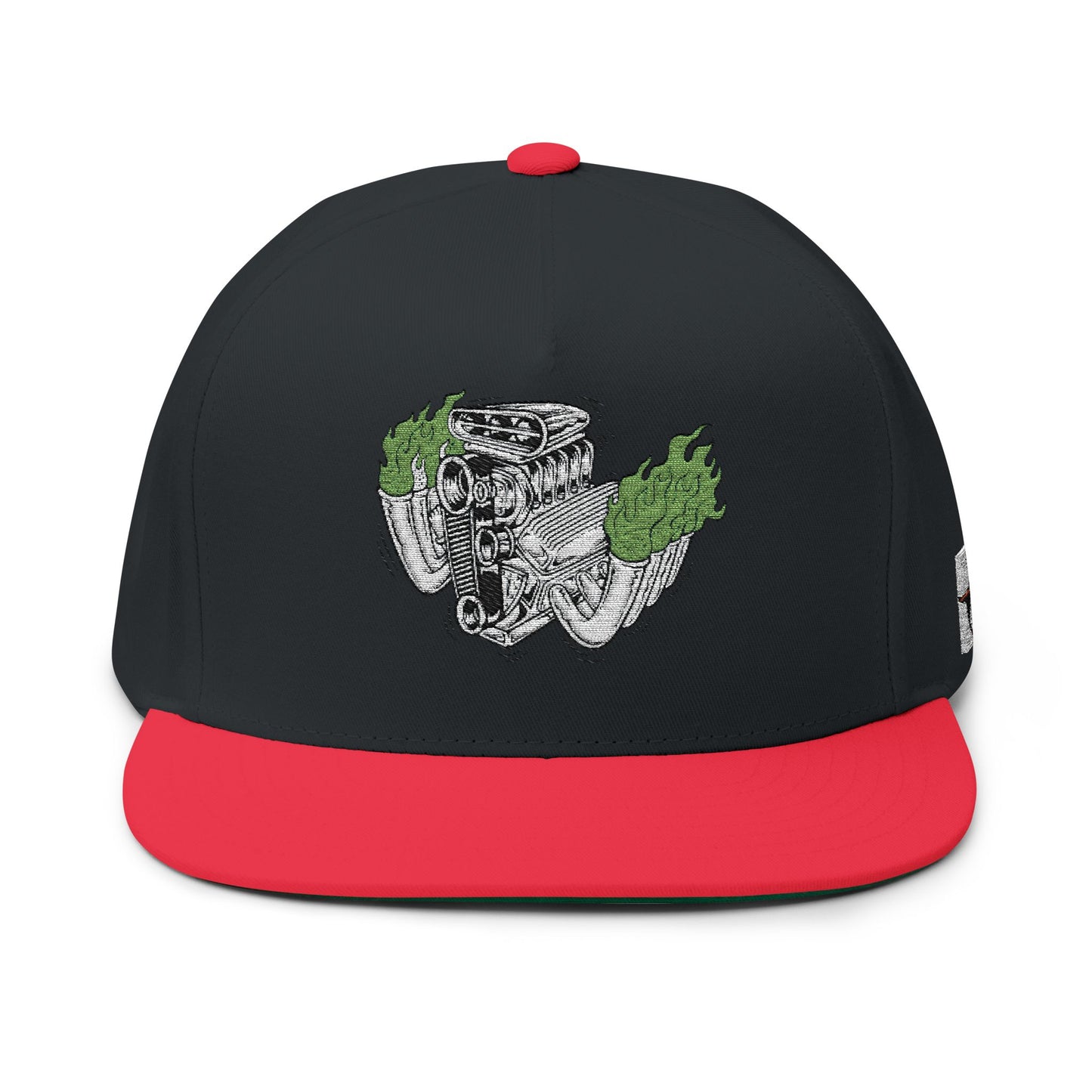 Fink Flames Embroidered Flat Bill Cap, Roth Style Motor, Snapback, Streetwear