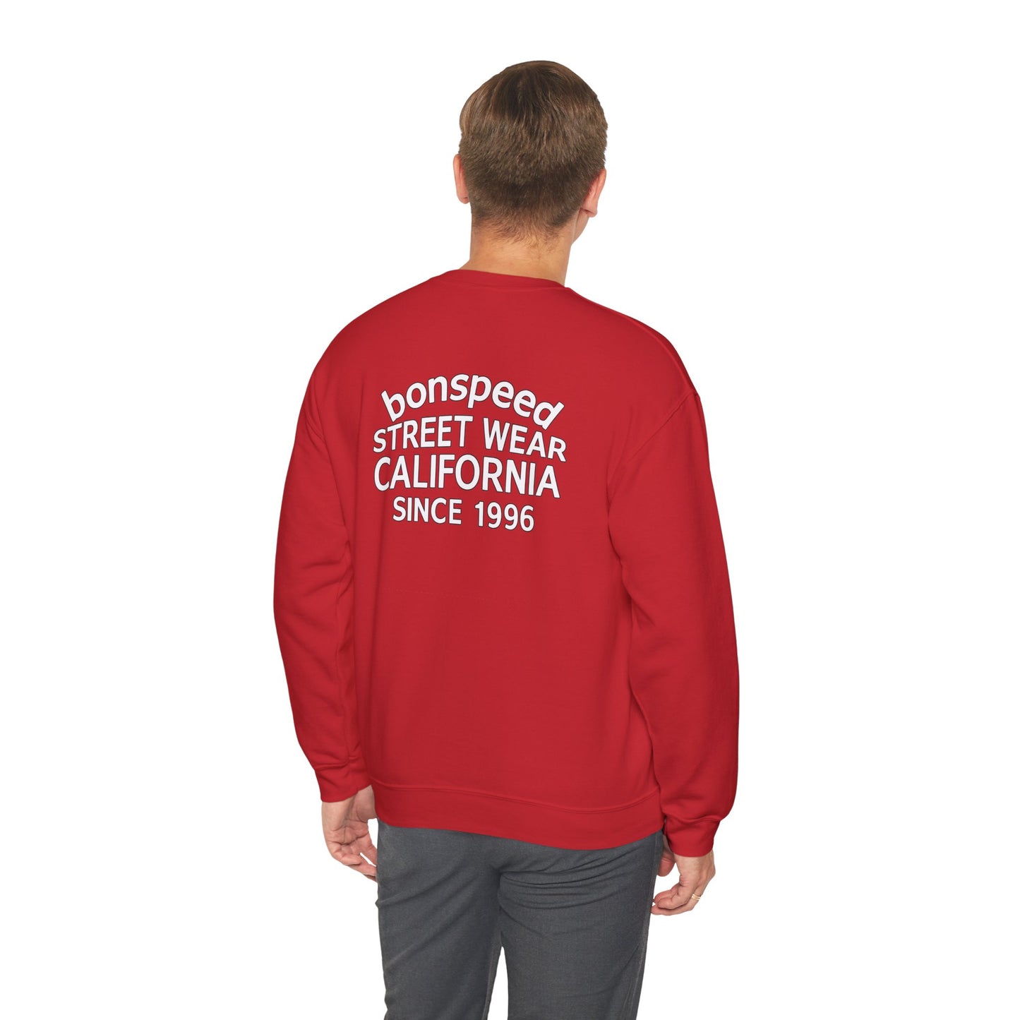 bonspeed Street Wear California Logo Crewneck Sweatshirt, The classic Old School Logo Design and Flying Spark Plug