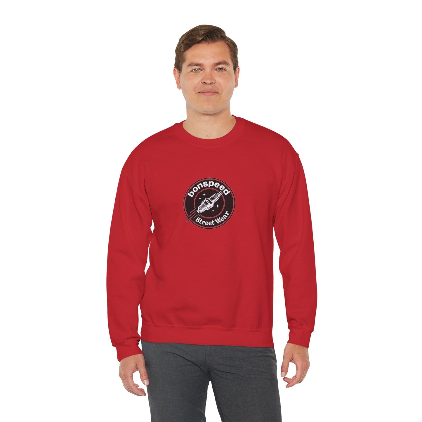 bonspeed Street Wear California Logo Crewneck Sweatshirt, The classic Old School Logo Design and Flying Spark Plug