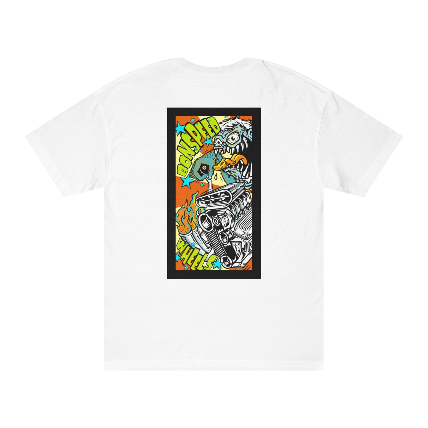 bonspeed Wheels Monster Graphic T, Back Print T-Shirt, Kustom Kulture Fink Style