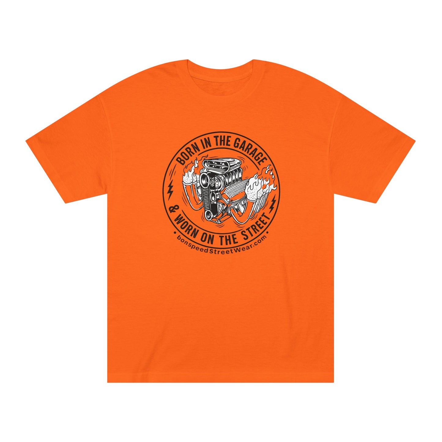 Born in the Garage, Worn on the Street Vintage Car Graphic T-Shirt Flames Tee