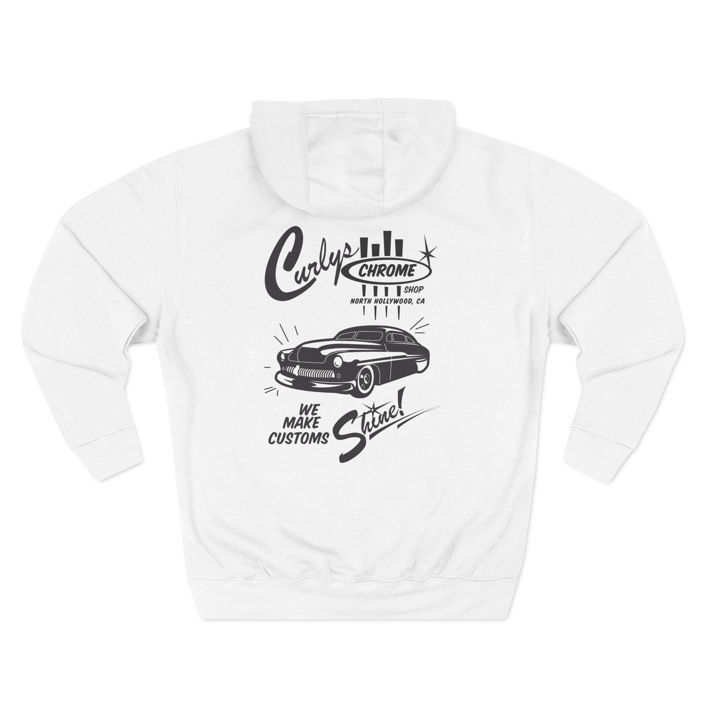 Curly's Chrome Shop Fleece Hoodie, Hot Rod Kustom, Vintage Style bonspeed
