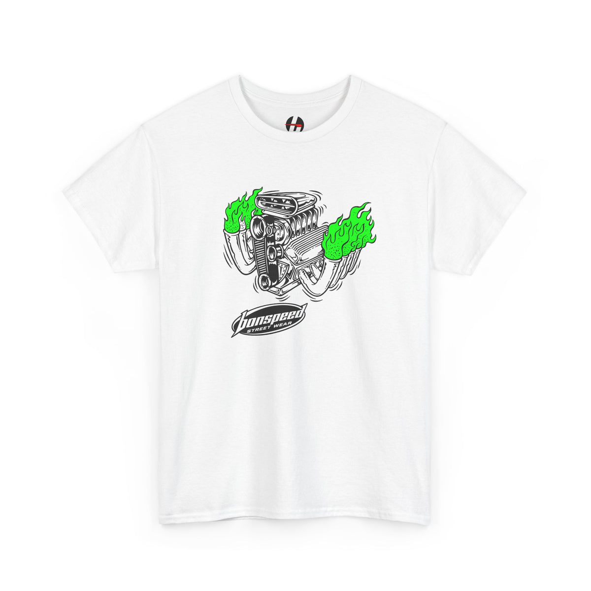 Fink Flame Logo Tee — Green Flame Hotrod Graphic T-Shirt