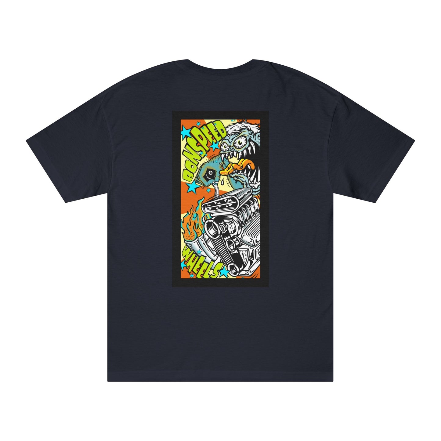 bonspeed Wheels Monster Graphic T, Back Print T-Shirt, Kustom Kulture Fink Style