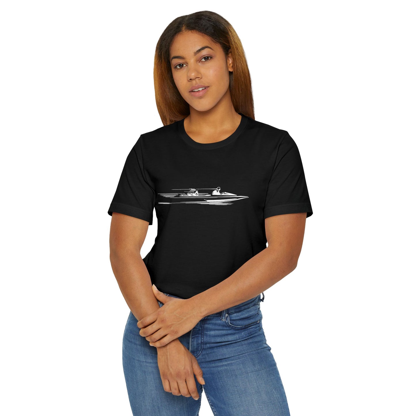Water ICON Women's T-Shirt with Minimalist Boat Design, Perfect for Casual Outings, Gifts, or Adventures, bonspeed Street Wear