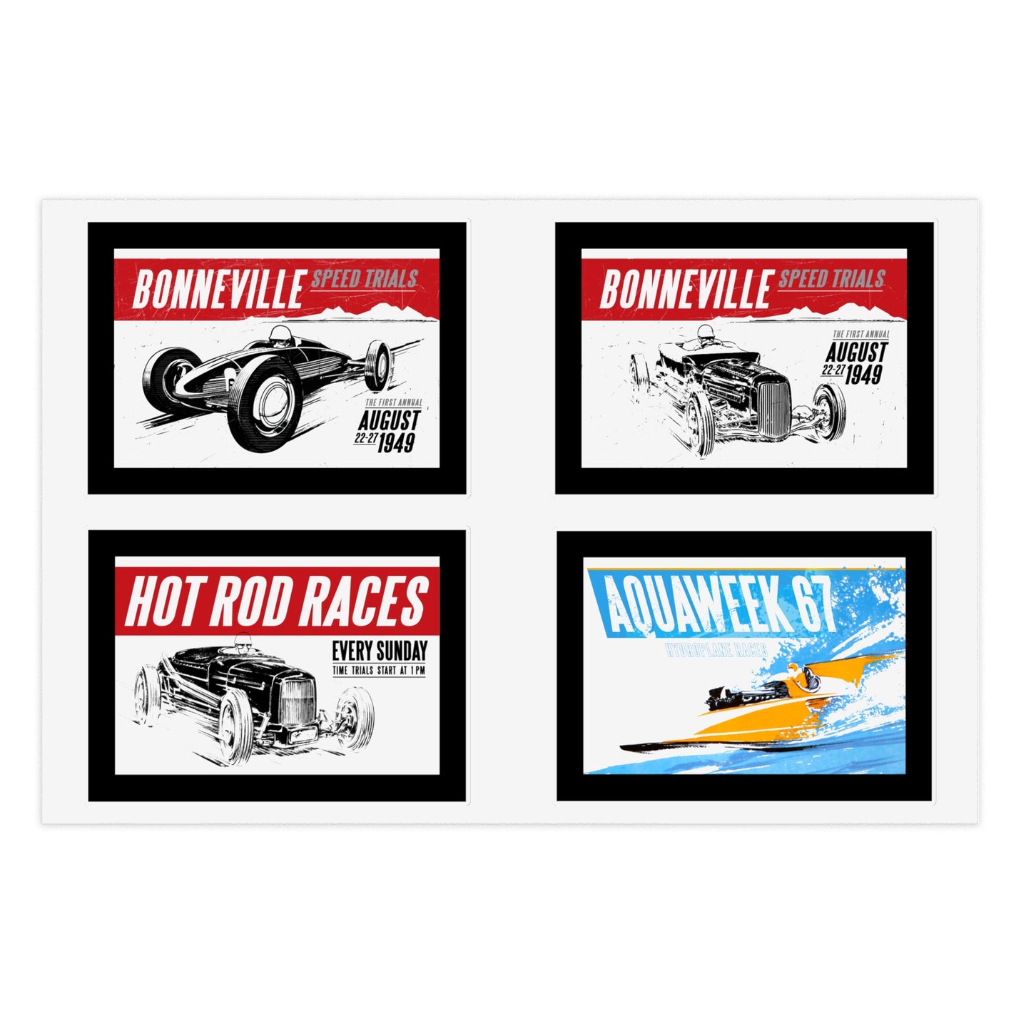 Vintage Bonneville Racing Sticker Sheets, Cool Stickers Race Lovers, Boat Race