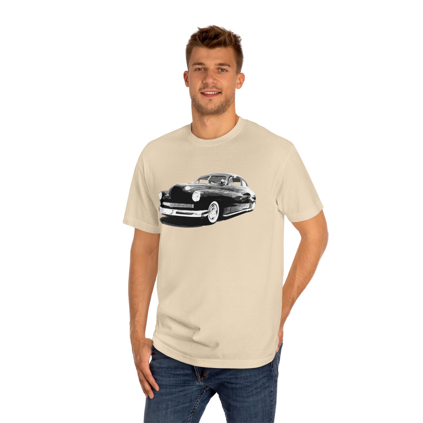 Chopped Merc T, Vintage Kustom Car Shirt, bonspeed Original, Black, Sand & White