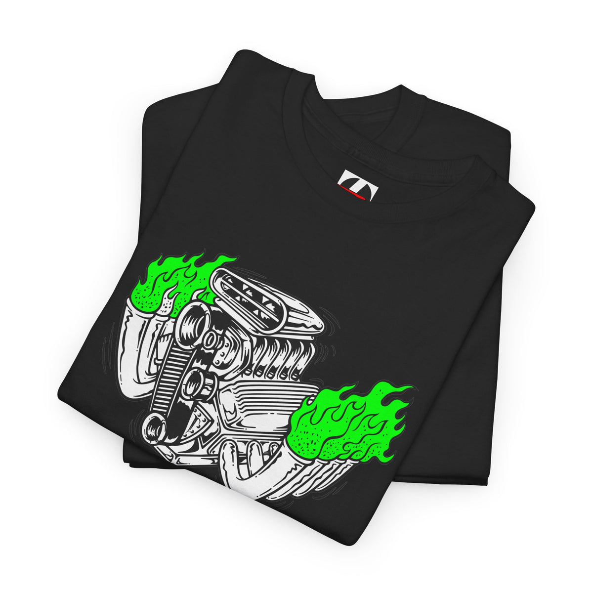 Fink Flame Logo Tee — Green Flame Hotrod Graphic T-Shirt