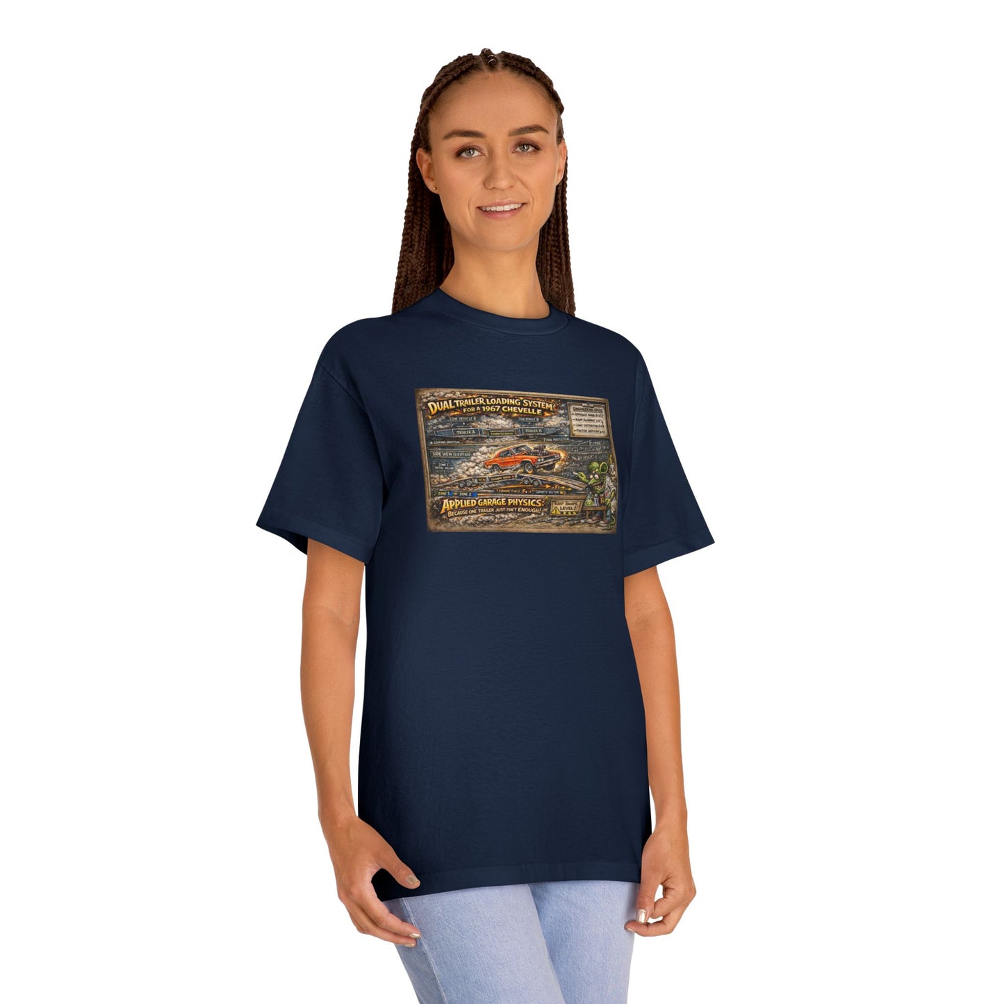 Dual Car Trailer Loading Method T-Shirt, Funny Rat Fink Style 67 Chevelle Shirt