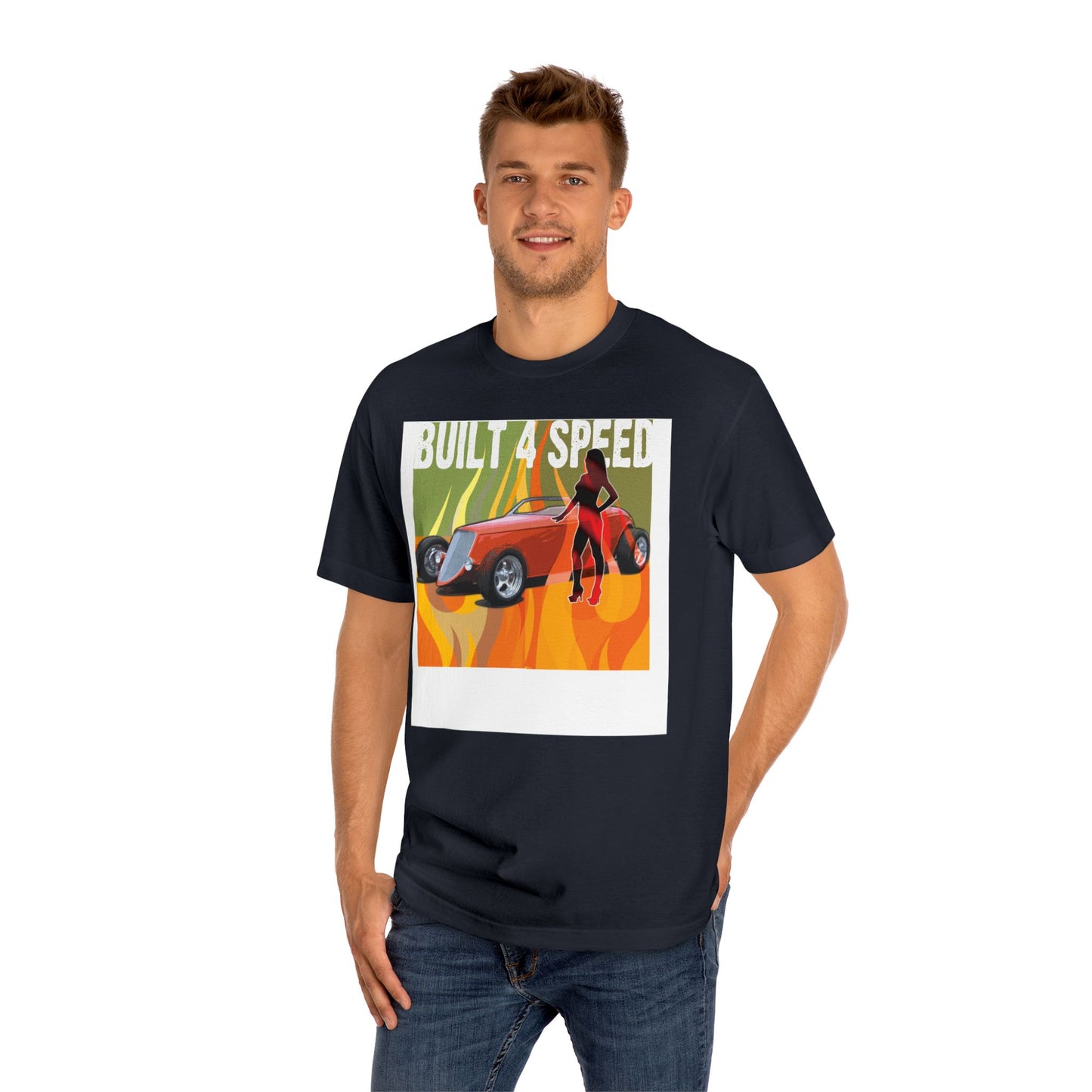 Hot Rod Built 4 Speed Tee, Car Lover Shirt, Roadster, Flames, bonspeed Original
