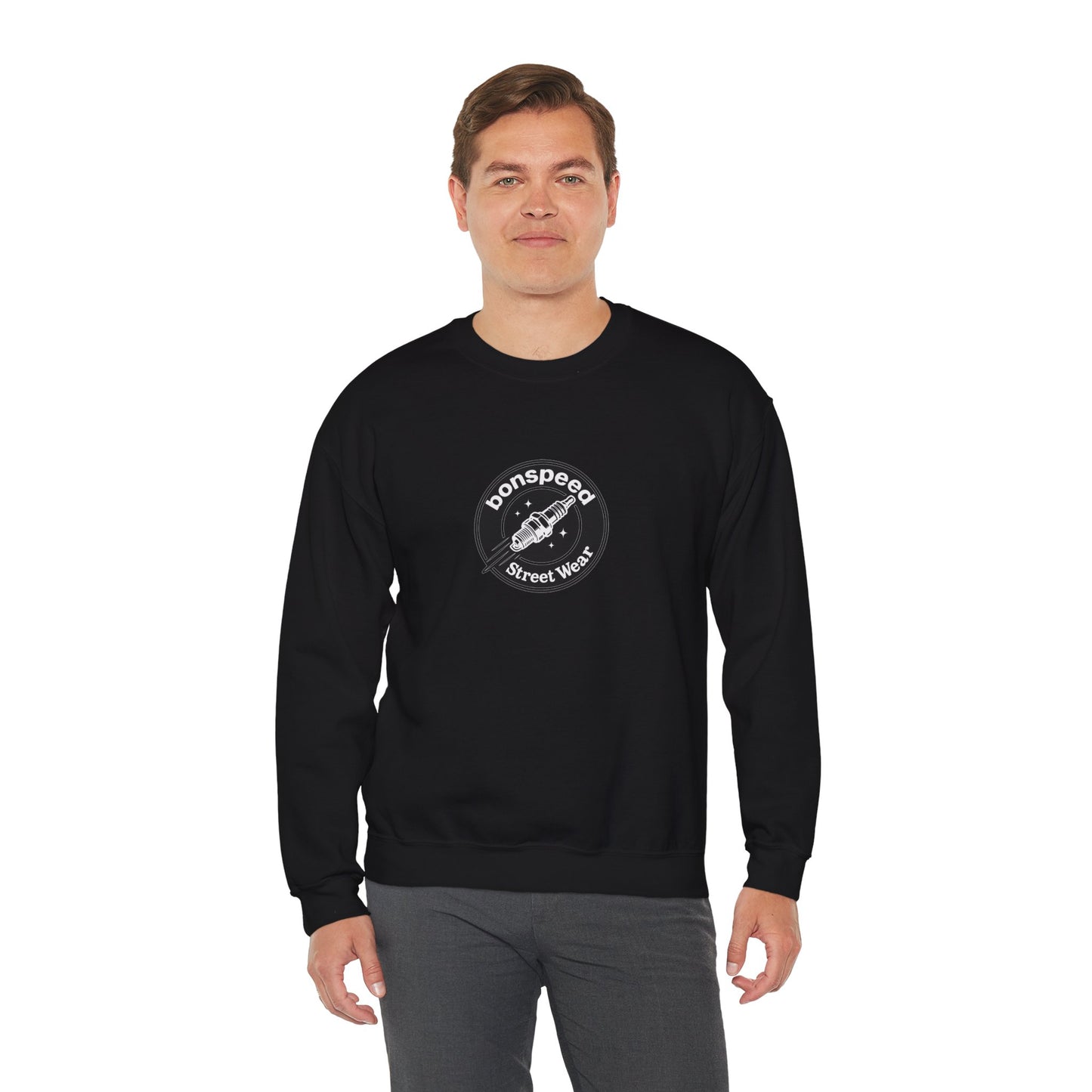 bonspeed Street Wear California Logo Crewneck Sweatshirt, The classic Old School Logo Design and Flying Spark Plug