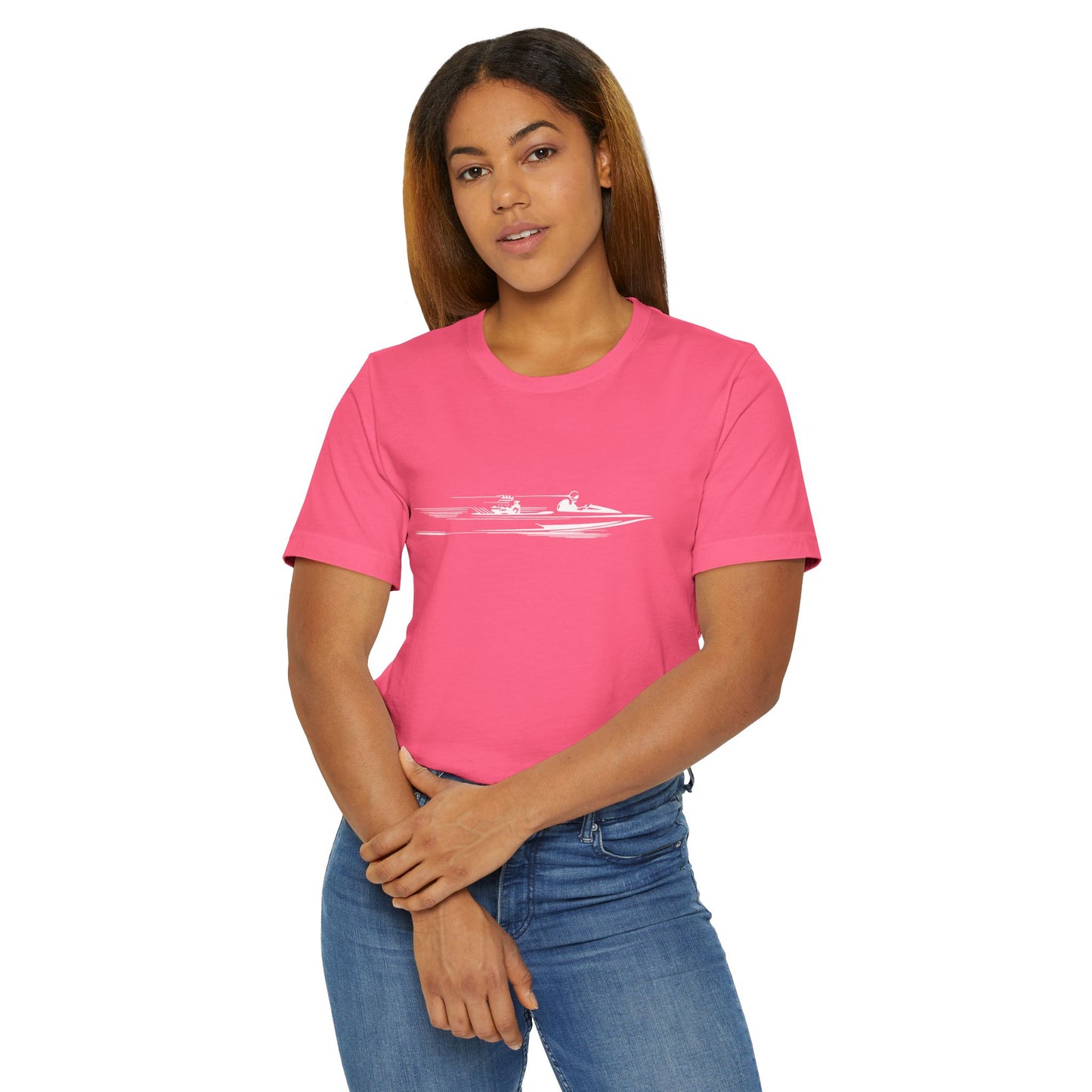 Water ICON Women's T-Shirt with Minimalist Boat Design, Perfect for Casual Outings, Gifts, or Adventures, bonspeed Street Wear