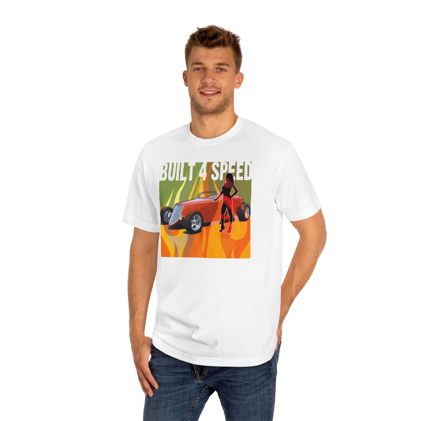 Hot Rod Built 4 Speed Tee, Car Lover Shirt, Roadster, Flames, bonspeed Original