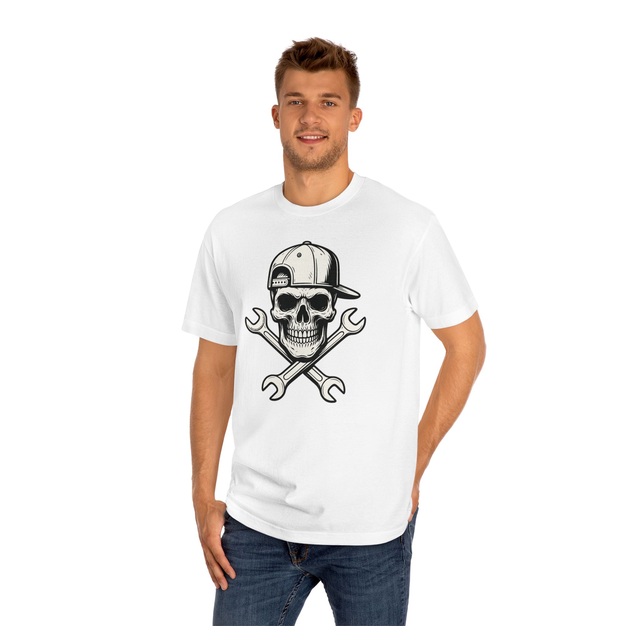 Skull Crossed Wrench Tee, Car Guy T-Shirt, Gift for Him, bonspeed