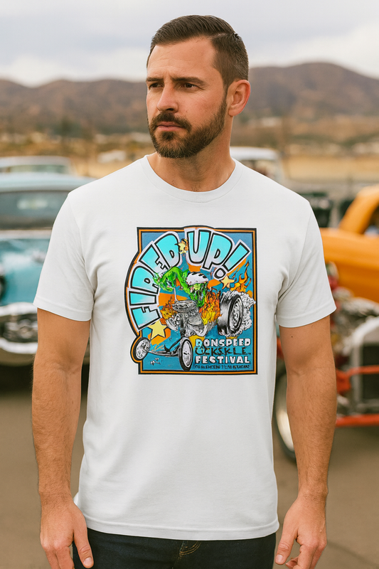 Fired Up! Fink Style Tee, bonspeed Monster T-shirt for Hot Rod Drag Race