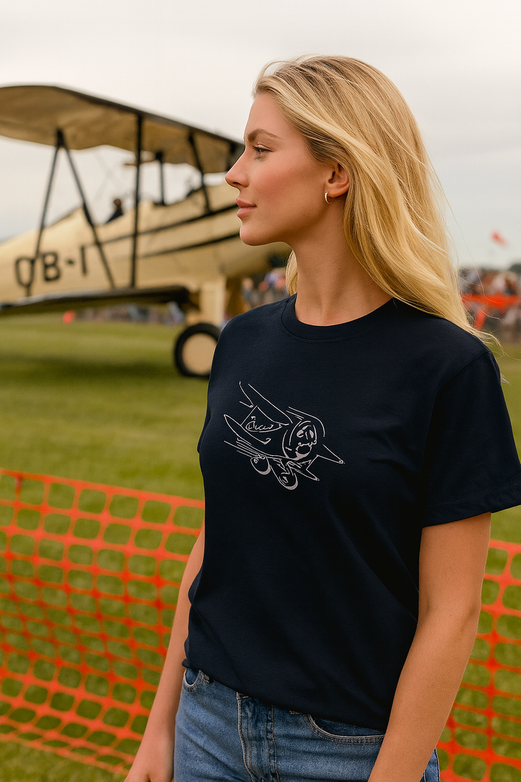 bonspeed Air Race Icon Tee - Vintage Airplane Graphic, Our Land, Sea, Salt & Air