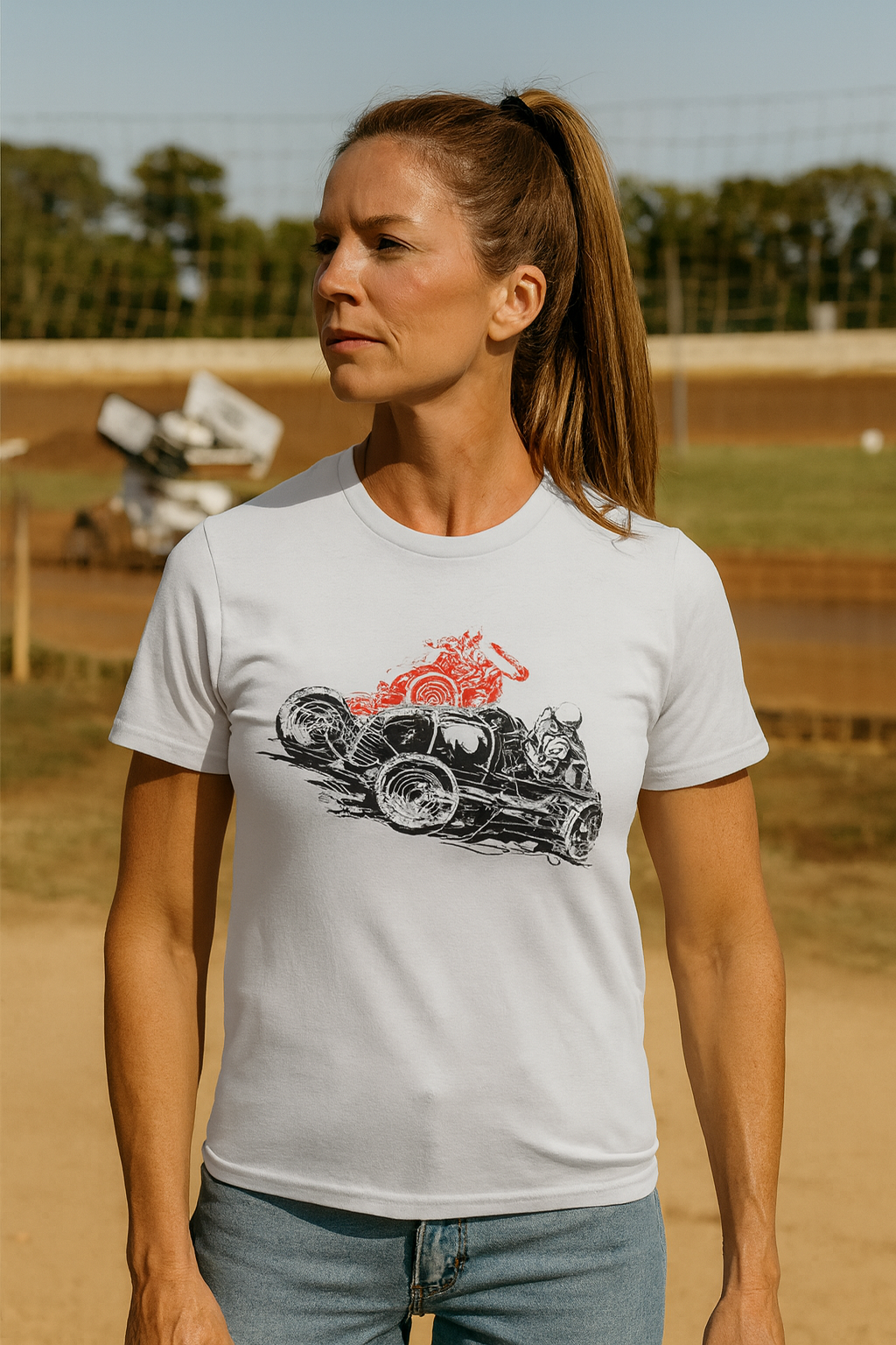 Midget Sprint Car Wreck Graphic Classic Tee, T-Shirt Front Print S-3X