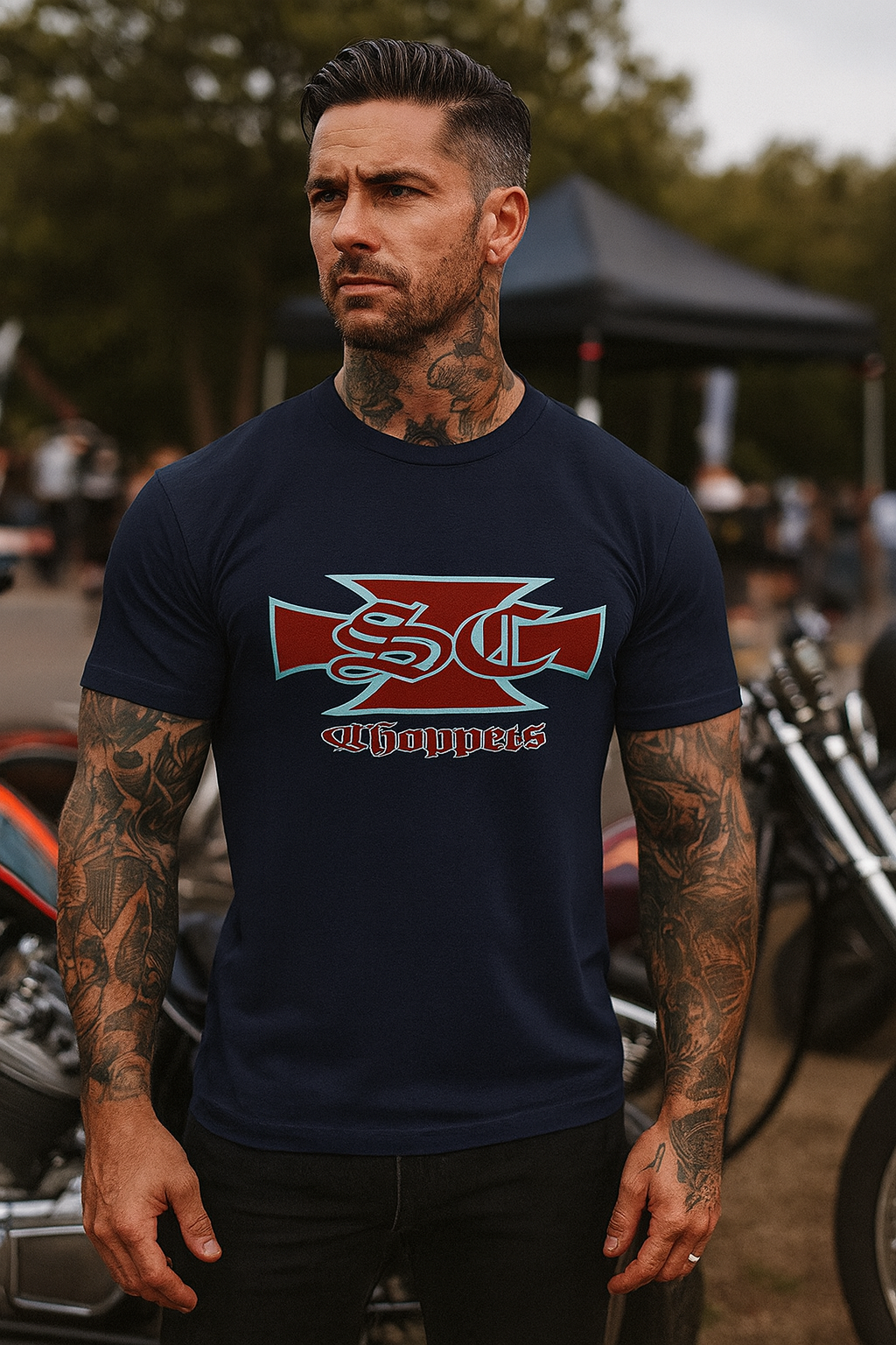 So Cal Choppers Tee with Choppers Design, Retro Graphic T-Shirt, Motorcycle
