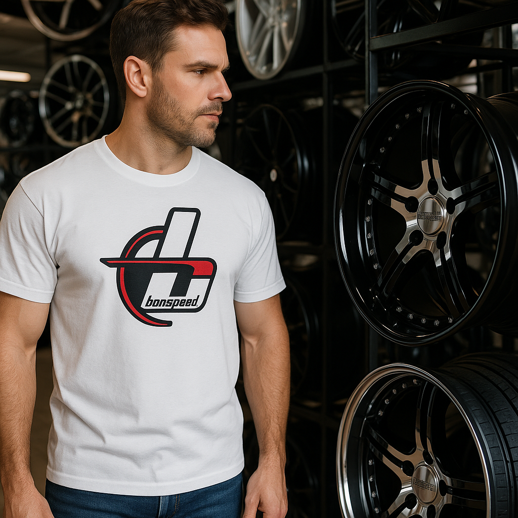 bonspeed Wheels Circle b Classic Tee for Car Enthusiast, Billet Forged Wheels