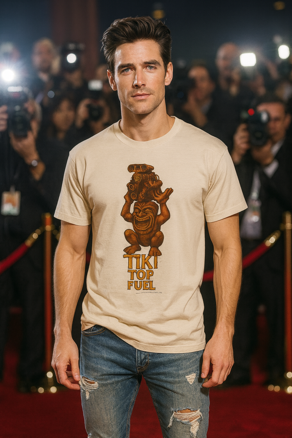 Tiki Top Fueler T-Shirt, Tiki Totem, Motor, Drag Race bonspeed Style