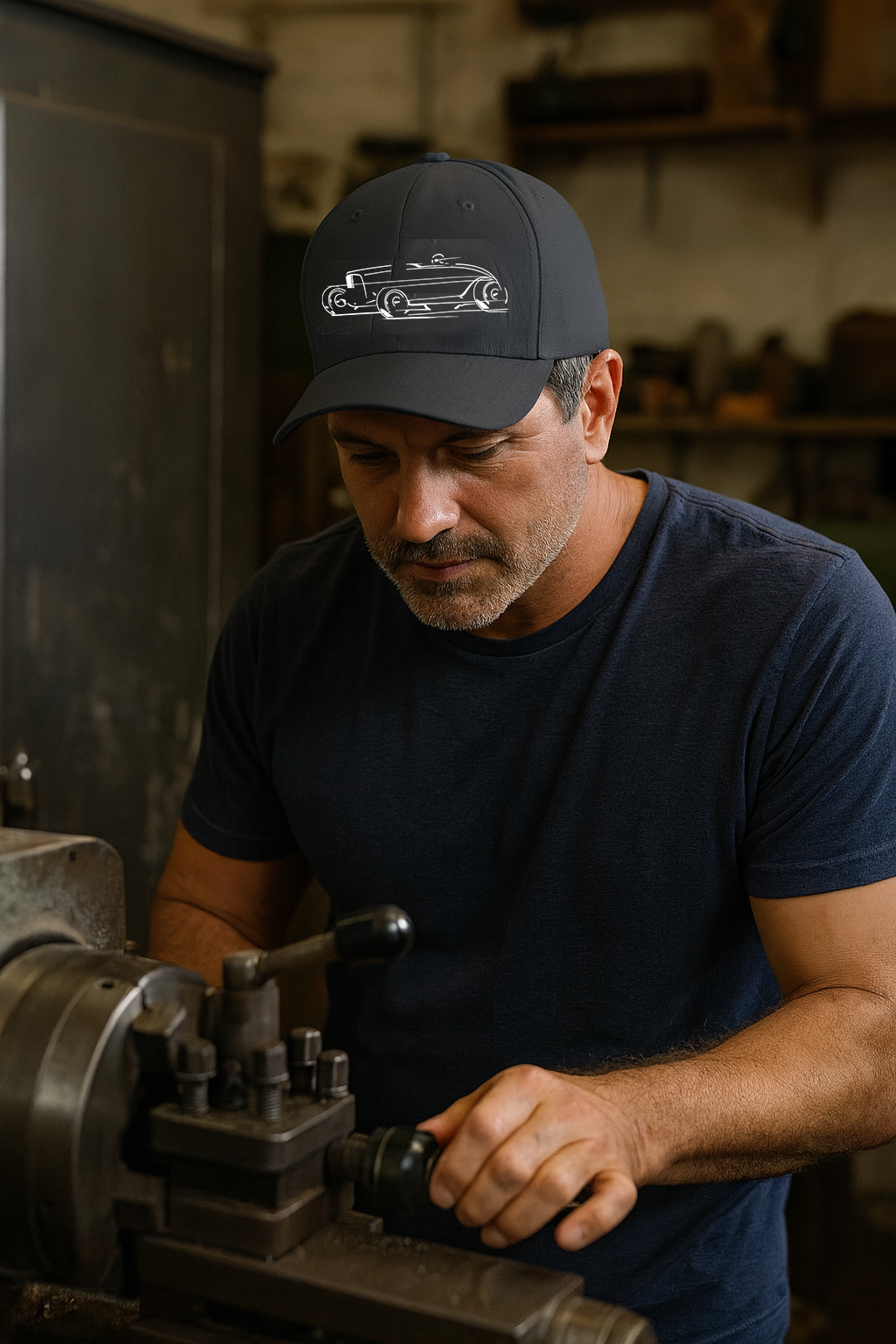 LAND Icon FlexFit Embroidered Cap, 1932 Ford Hot Rod Dry Lakes Racer Hat, bonspeed Street Wear