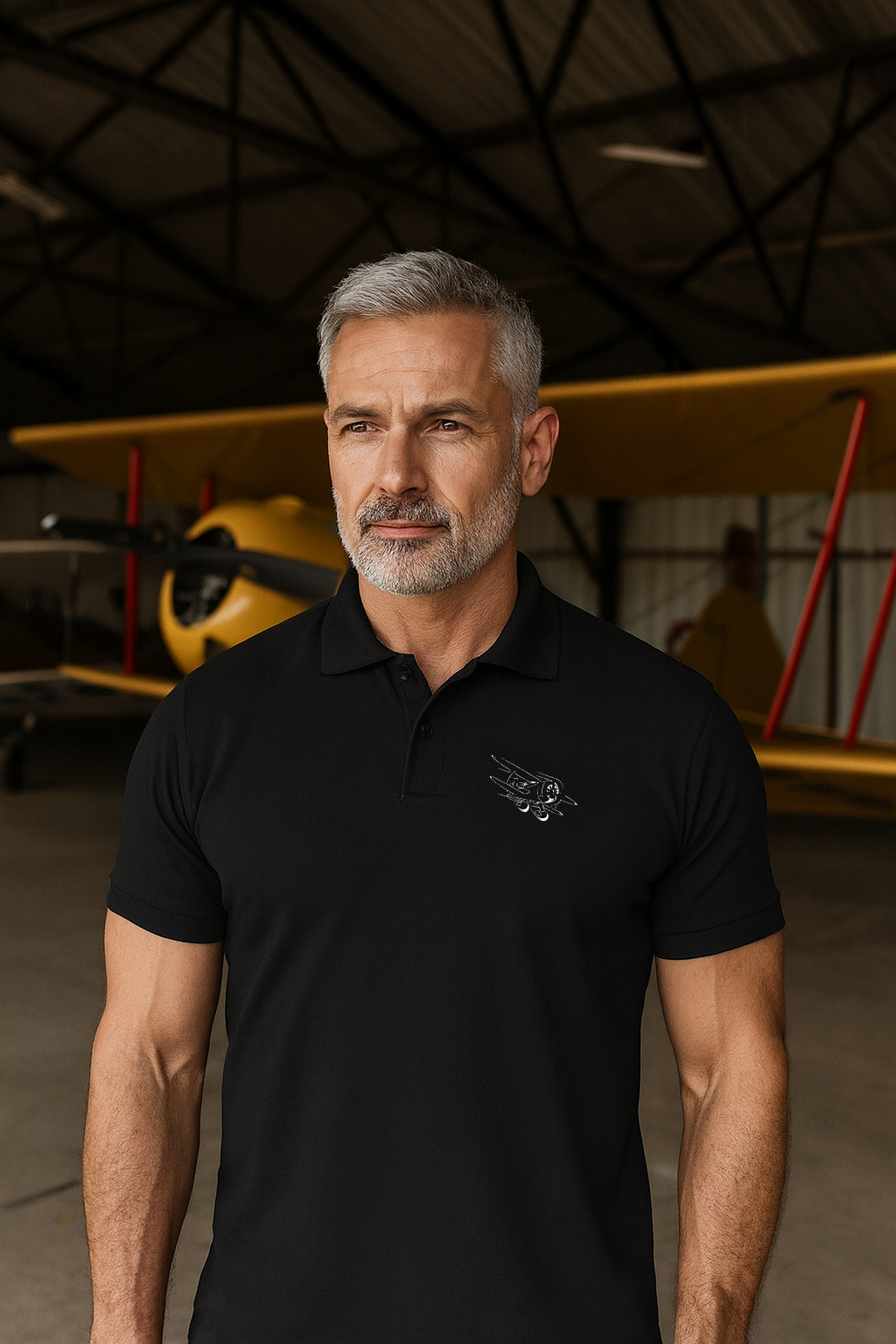 AIR Icon Embroidered Unisex Polo Shirt, Casual Wear, Airplane, Biplane, bonspeed Street Wear