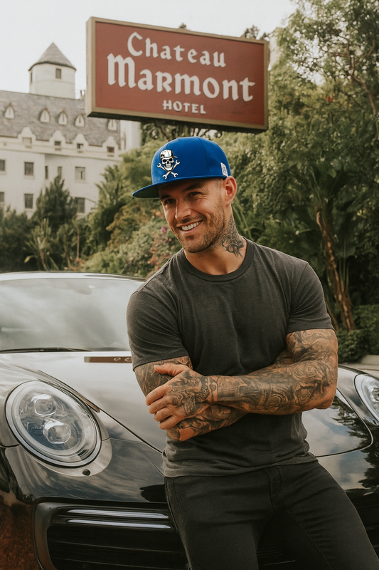 Skull & Wrench Flat Bill Cap, Direct Embroidered Cap for Motorheads, bonspeed