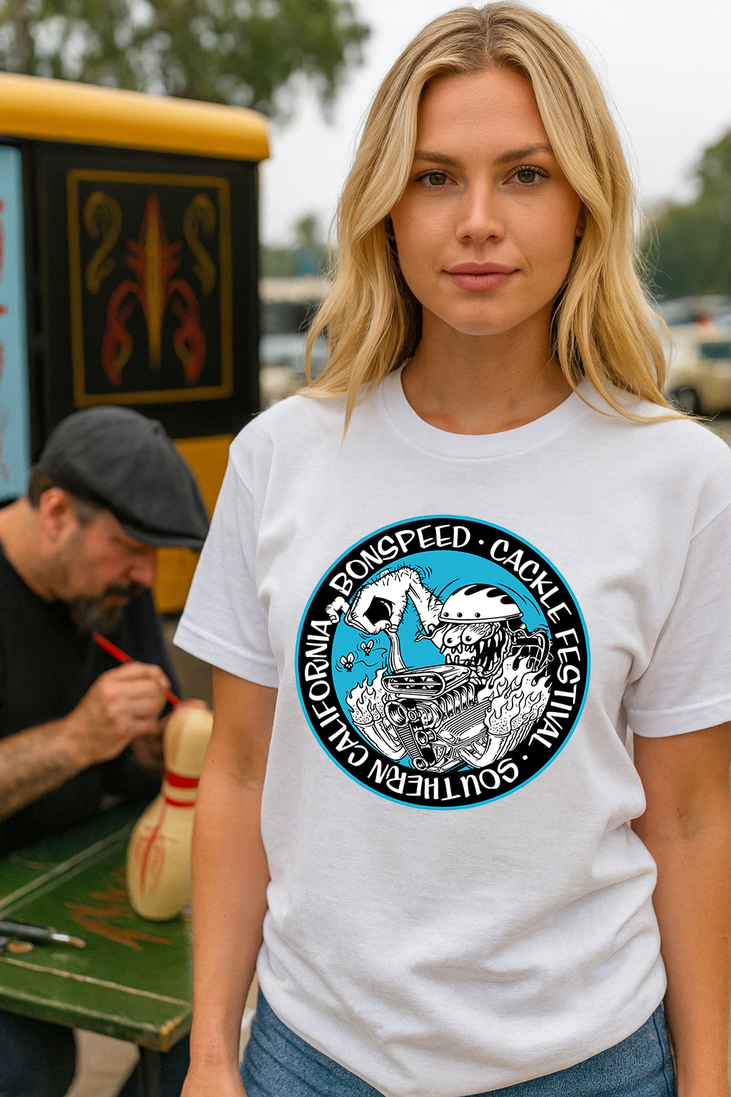 bonspeed CackleFest Tee, Fink Roth Vintage Style T-Shirt, Dragster, Monster