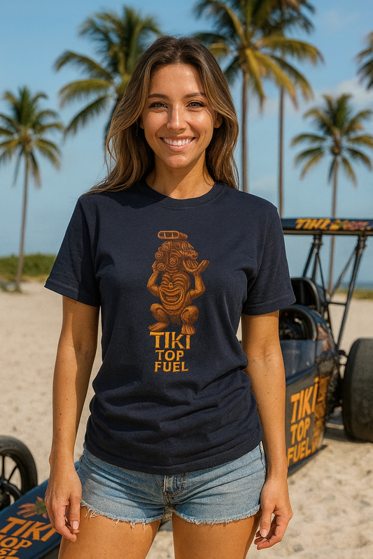 Tiki Top Fuel Heavyweight Cotton Tee with Fun Fusion of Drag Racing and Tiki, Gift for Friends, Unisex T-Shirt, Everyday Style