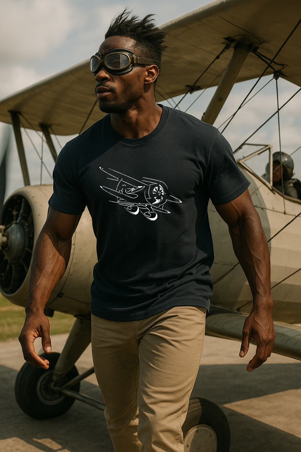 bonspeed Air Race Icon Tee - Vintage Airplane Graphic, Our Land, Sea, Salt & Air